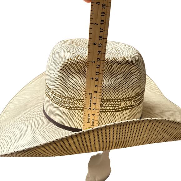 ARIAT Bangora Straw Cowboy Hat Men's Beige Western Ventilated Crown Rodeo 5430 - Picture 9 of 10